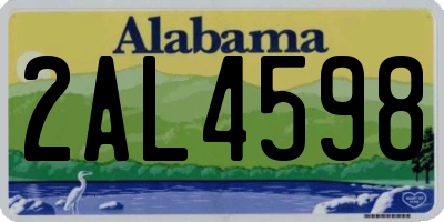 AL license plate 2AL4598