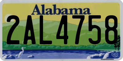 AL license plate 2AL4758