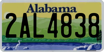 AL license plate 2AL4838