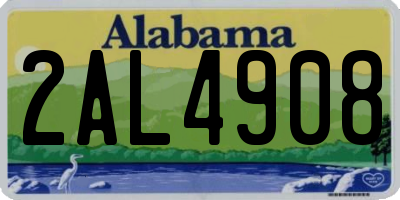 AL license plate 2AL4908