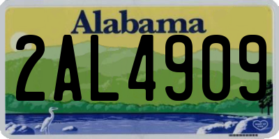 AL license plate 2AL4909