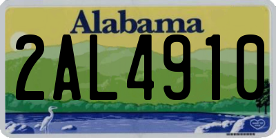 AL license plate 2AL4910