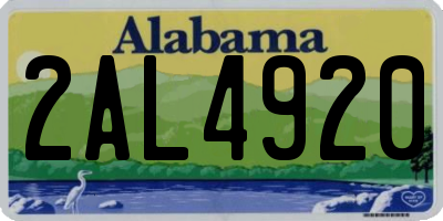 AL license plate 2AL4920