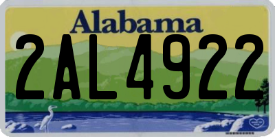 AL license plate 2AL4922