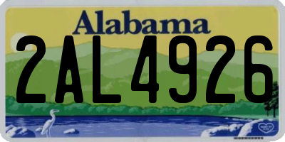AL license plate 2AL4926