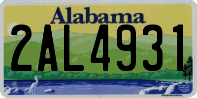 AL license plate 2AL4931