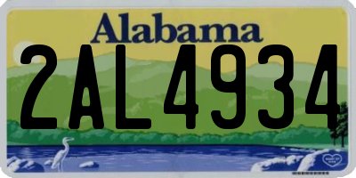 AL license plate 2AL4934