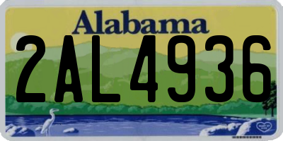 AL license plate 2AL4936