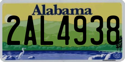 AL license plate 2AL4938