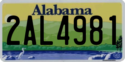 AL license plate 2AL4981