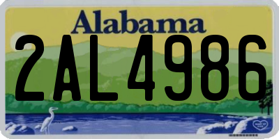 AL license plate 2AL4986