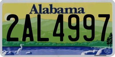 AL license plate 2AL4997