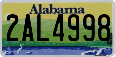 AL license plate 2AL4998