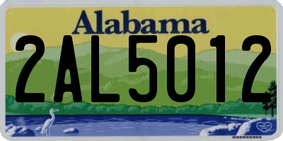 AL license plate 2AL5012