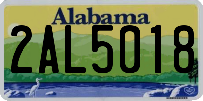 AL license plate 2AL5018