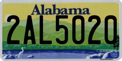 AL license plate 2AL5020