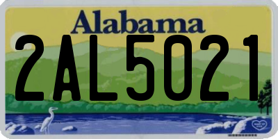 AL license plate 2AL5021