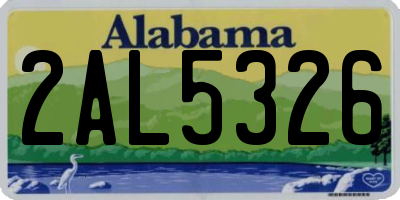 AL license plate 2AL5326