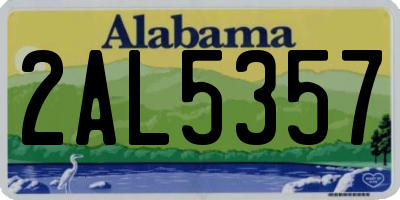 AL license plate 2AL5357