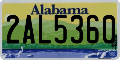 AL license plate 2AL5360