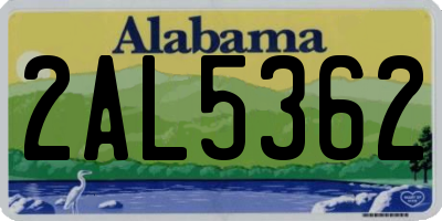 AL license plate 2AL5362