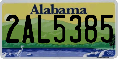 AL license plate 2AL5385