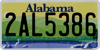 AL license plate 2AL5386