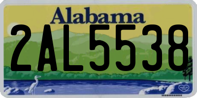 AL license plate 2AL5538