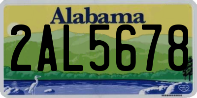 AL license plate 2AL5678