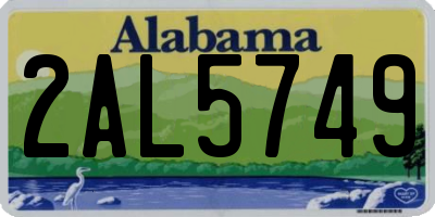 AL license plate 2AL5749