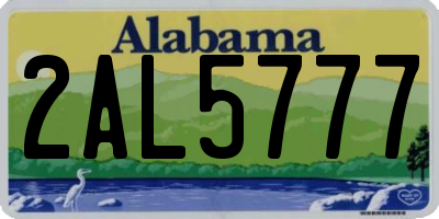 AL license plate 2AL5777