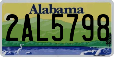 AL license plate 2AL5798