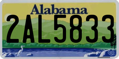 AL license plate 2AL5833