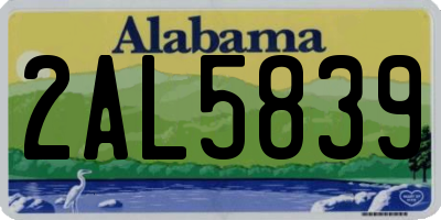 AL license plate 2AL5839