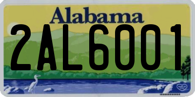 AL license plate 2AL6001