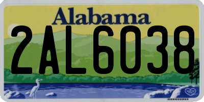 AL license plate 2AL6038