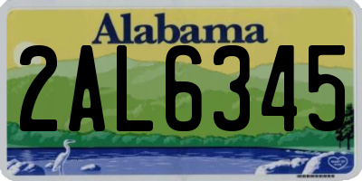 AL license plate 2AL6345