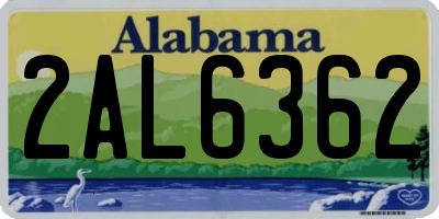 AL license plate 2AL6362