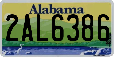 AL license plate 2AL6386