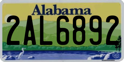 AL license plate 2AL6892