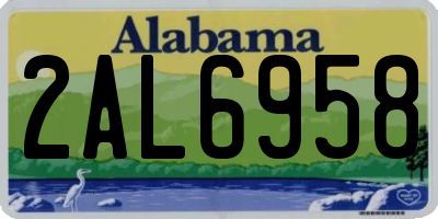 AL license plate 2AL6958