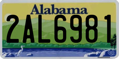 AL license plate 2AL6981