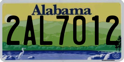 AL license plate 2AL7012