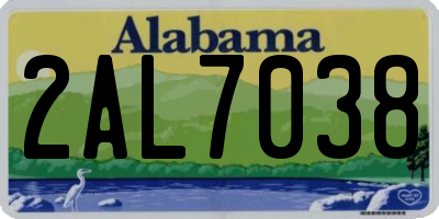 AL license plate 2AL7038