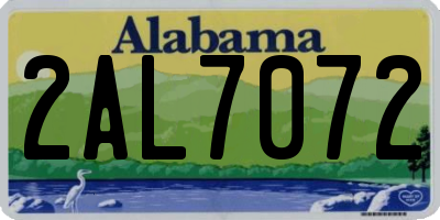 AL license plate 2AL7072