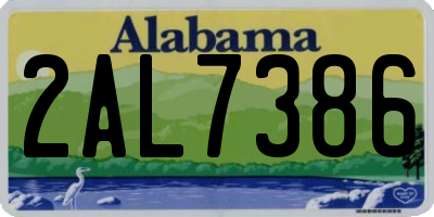 AL license plate 2AL7386