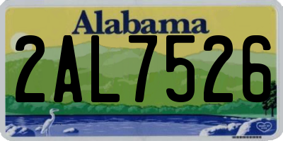 AL license plate 2AL7526