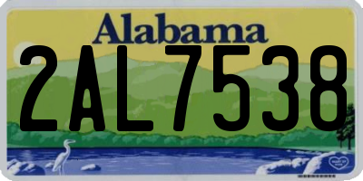 AL license plate 2AL7538