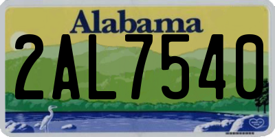 AL license plate 2AL7540