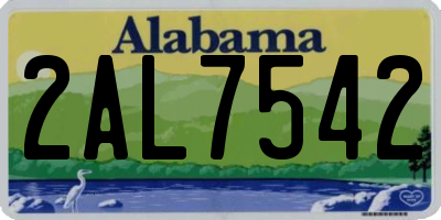AL license plate 2AL7542